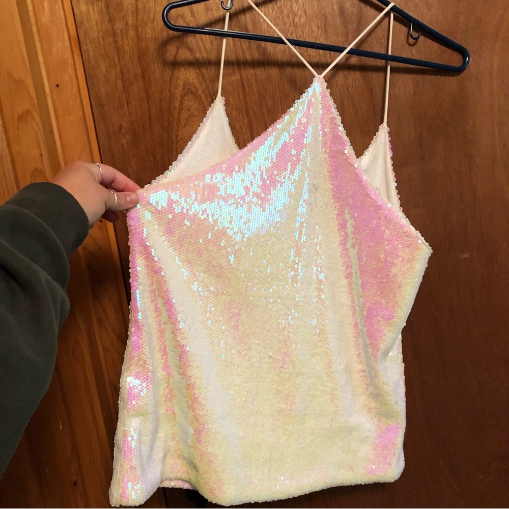 Multicolor Sequin Racerback Tank Top L - Picture 2 of 12